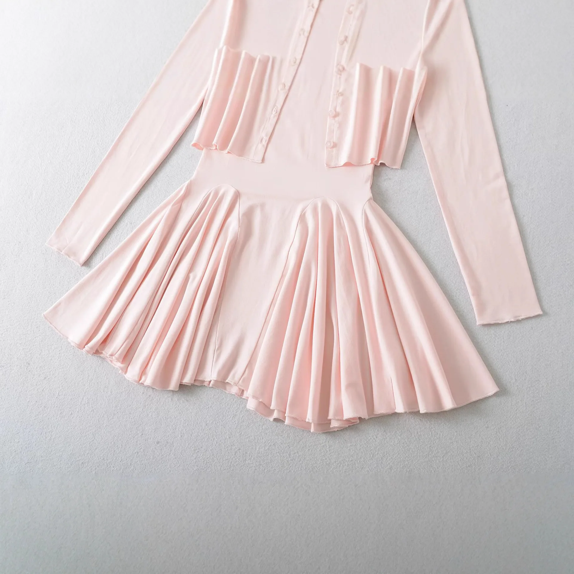 Ypff-vestido Sexy de tirantes para mujer, conjunto de dos piezas de manga larga adelgazante, conjunto de cárdigan de moda para uso informal