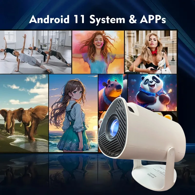 HY300 Projector Android 11.0 120ANSI WiFi6 Allwinner H713 Dual Wifi HD Native 1280*720p Support 4K Decode Video Auto Correction