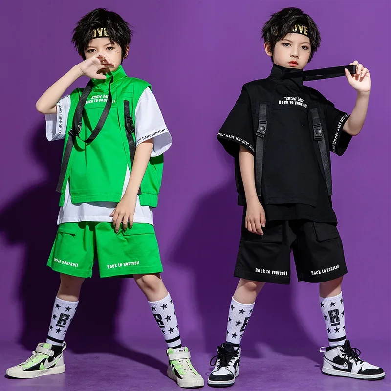 Children's Street Dance Clothing Boys Girls Functional Vest  Suit Jazz Primary Secondary School Children's Performance Clothing