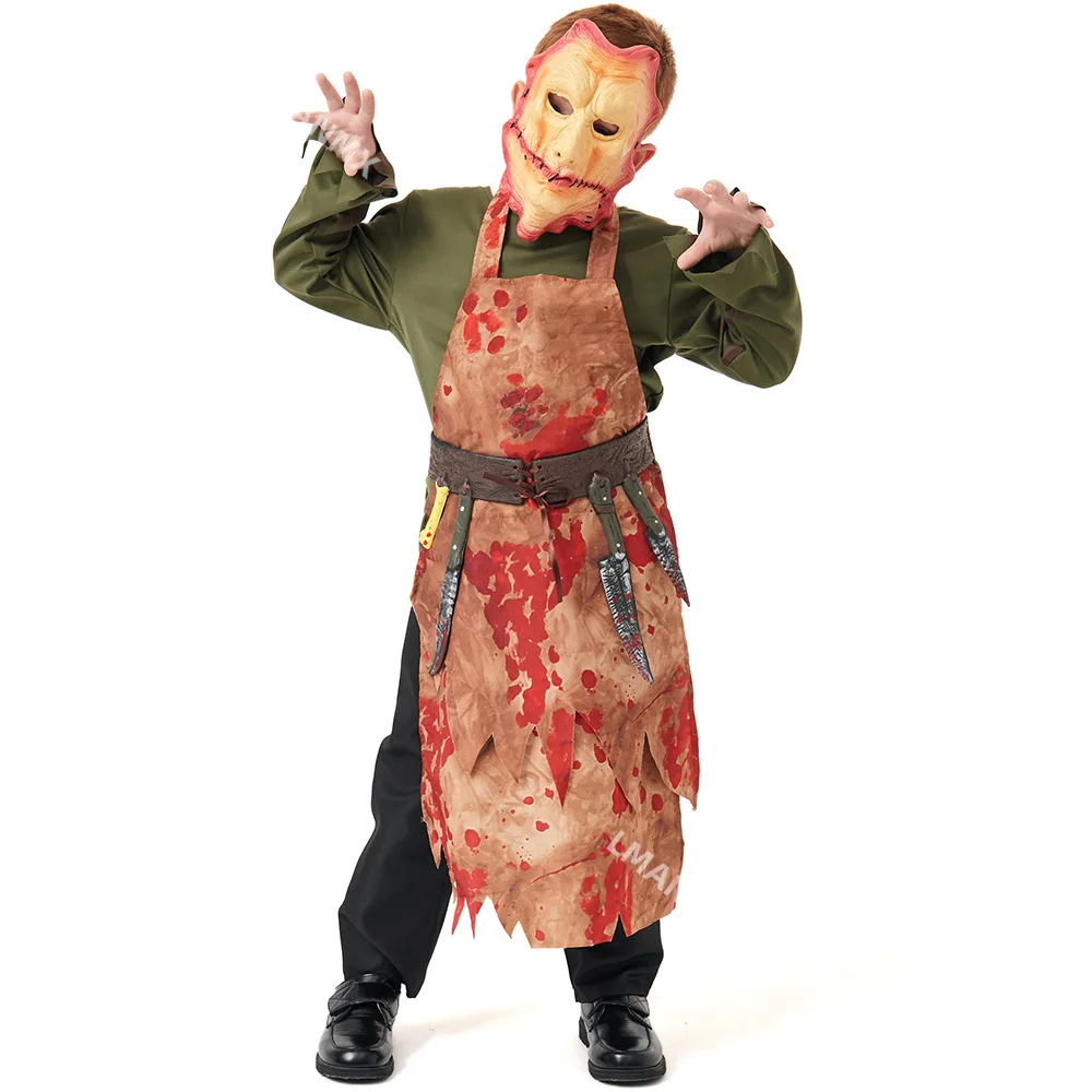 Scary Bloody Zombie Butcher Costume Boys Halloween Costumes for Kids Child With Mask Tween Teens