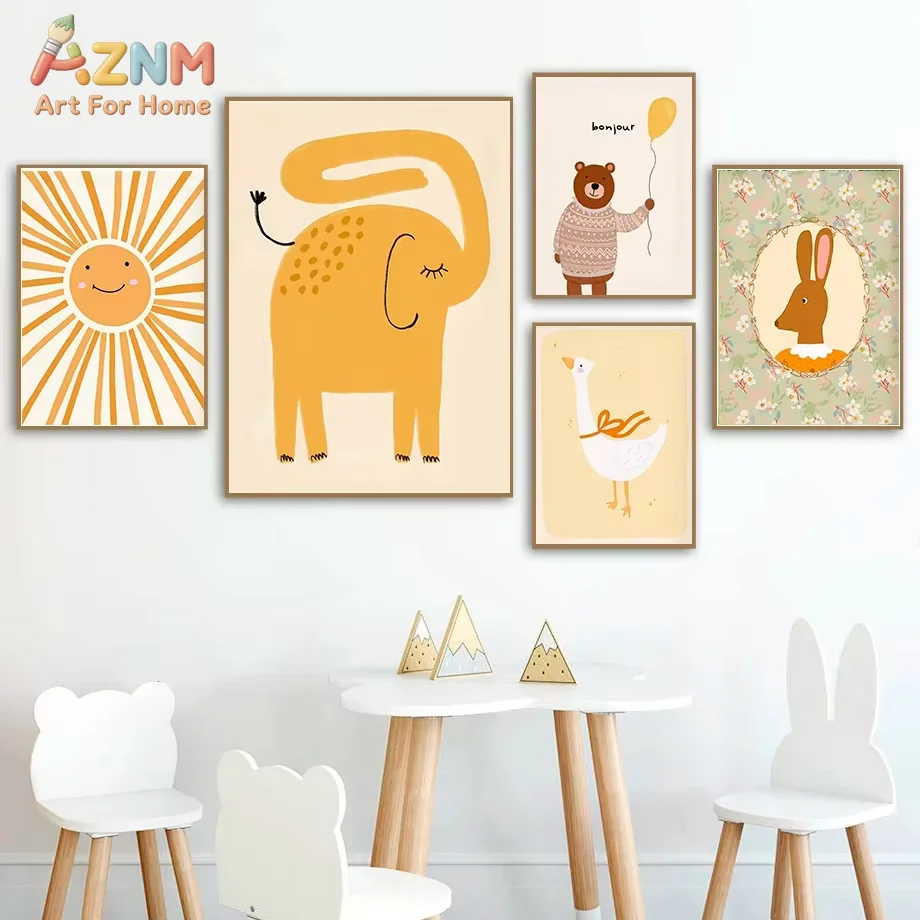 1PC Cute Elephant Positive Quote for Room Poster Wall Art Home Living Room Decor