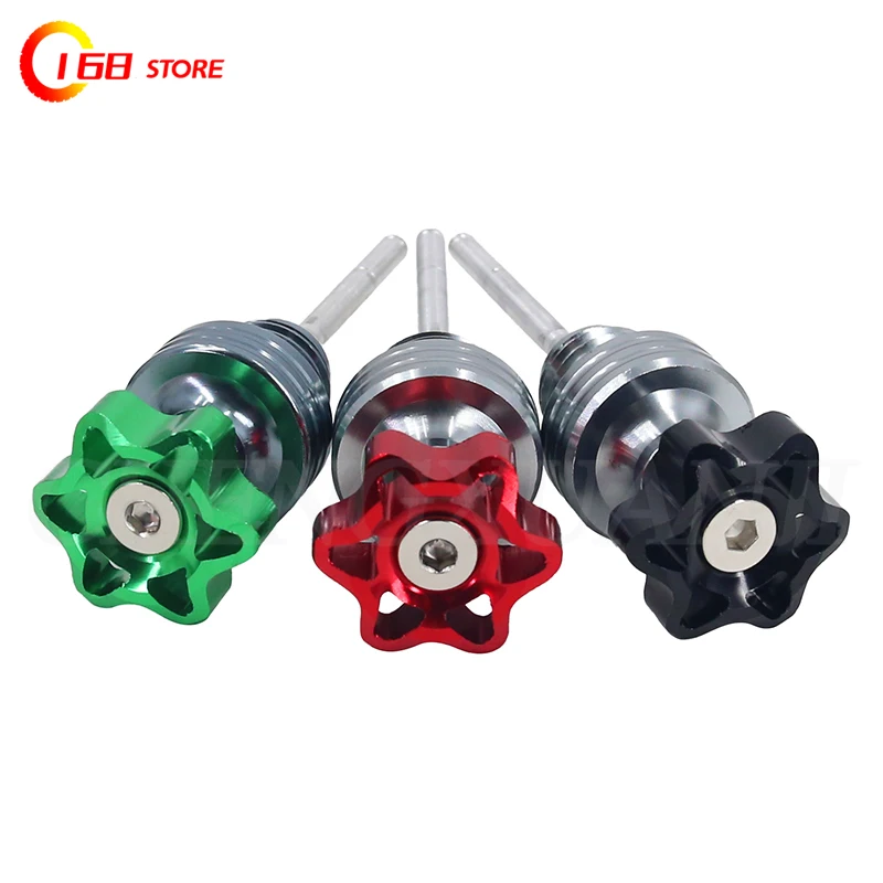 

1pcs Scooter Motorcycle Engine Oil Dipstick Filler Cap Plug Engine Crankcase Oil Level Gauge Red Blue Black Gold Silver Aluminum