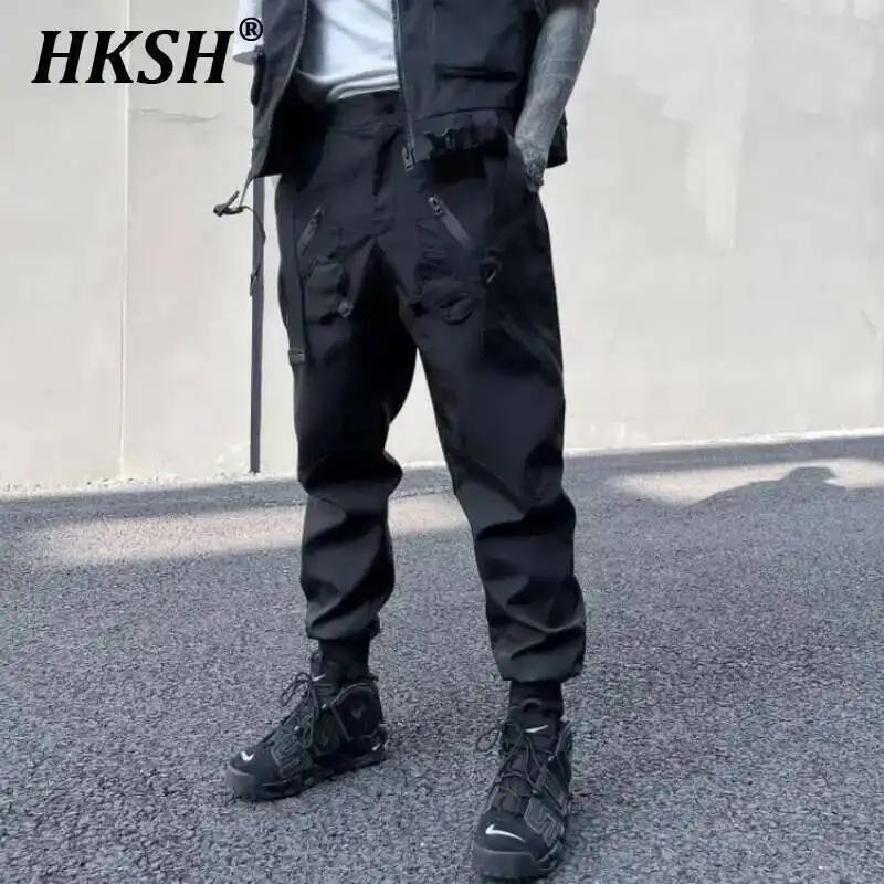 

HKSH весенние новые мужские Tide Dark Techwear, тактические брюки-карго, модные свободные леггинсы в стиле сафари, шикарные комбинезоны, уличная одежда HK0713