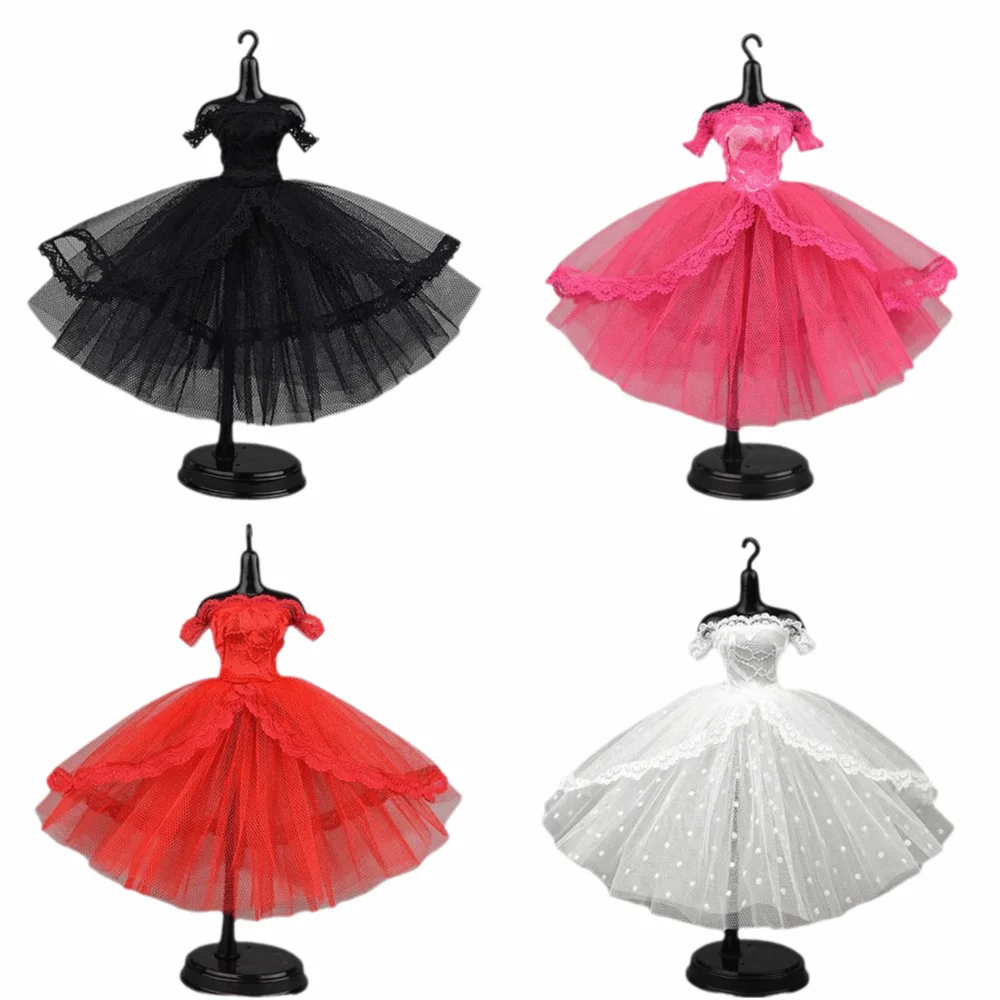Cute Black Dotted Black Princess Dress Lace Tutu Multilayer For Doll Clothes Mini Doll Dress Dolls Accessories