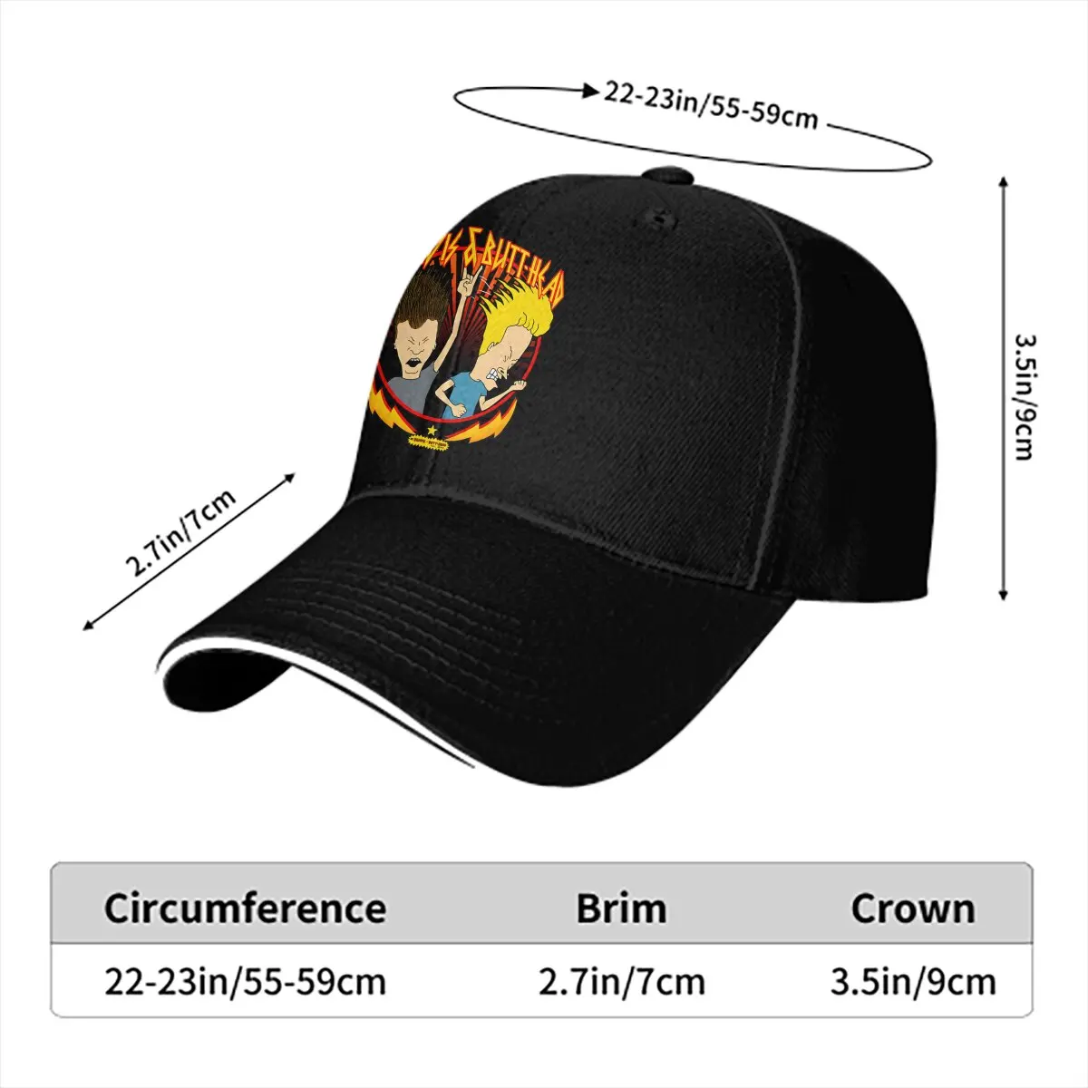 Gorra de verano con visera metálica, sombrero de vaquero con visera, estilo Hip Hop, Rock Out, Beavis y Butt-Head