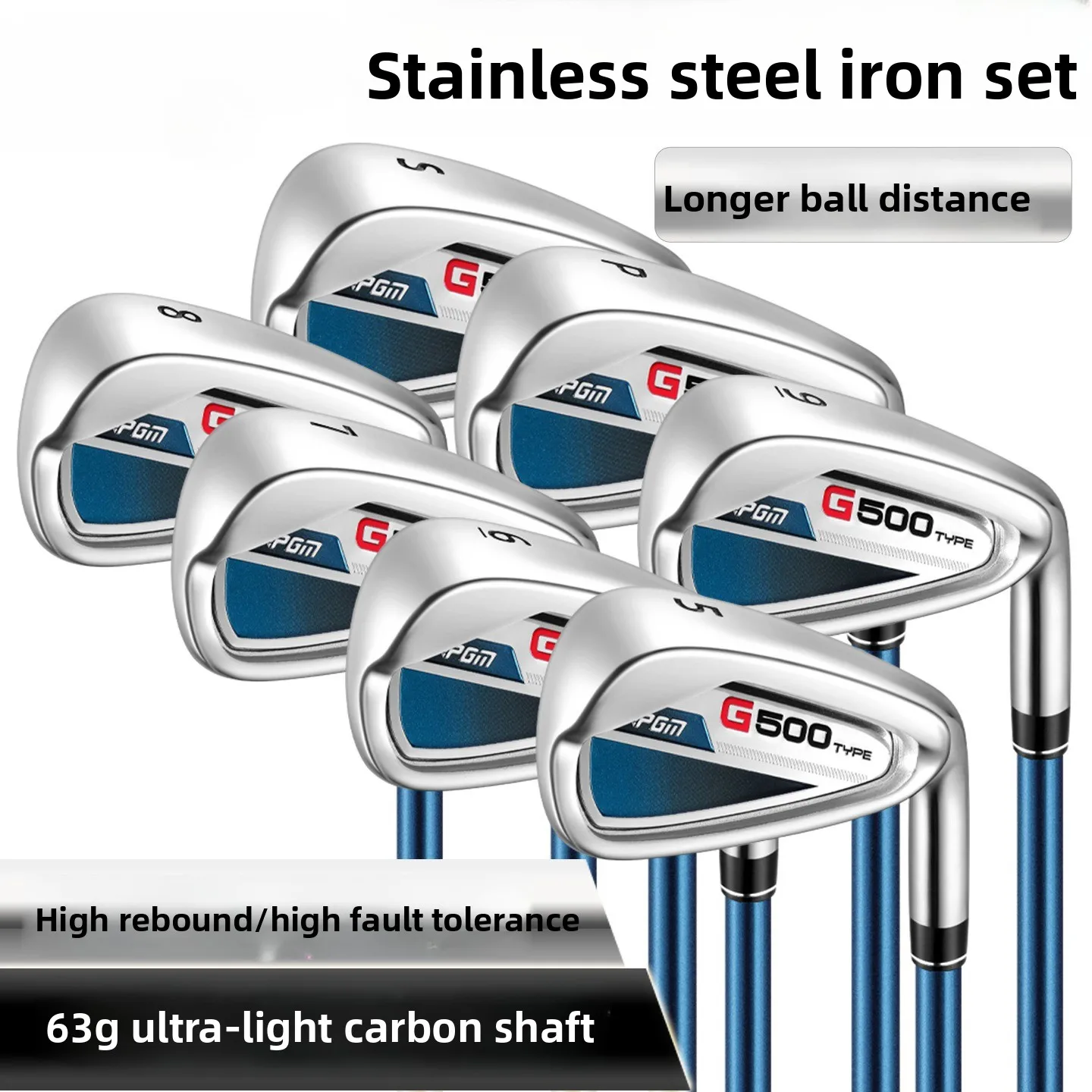 Golf Club Men's Iron Set Stainless Steel Carbon Body Beginner High Fault Tolerance No. 7 Iron