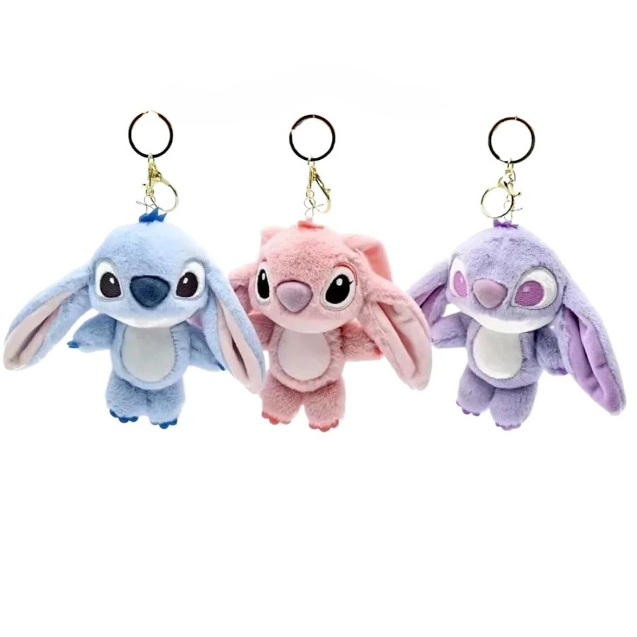 

Disney Character Stitch Plush Keychain Toy Cute Angel Doll Stuffed Bag Charm Adorable Birthday Gift
