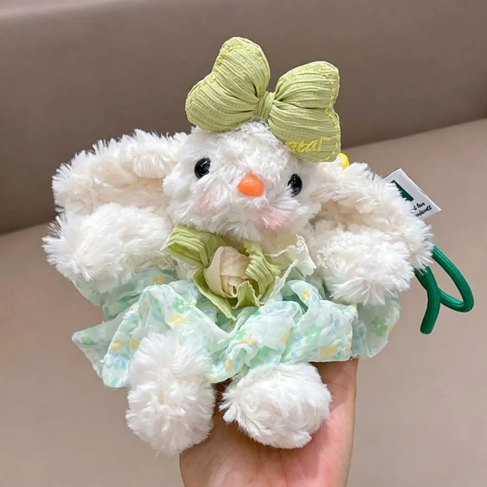 Birthday Gift Long-eared Rabbit Pendant Hanging Decoration Bowknot Bunny Keychain Fluffy Cartoon Stuffed Rabbit Backpack