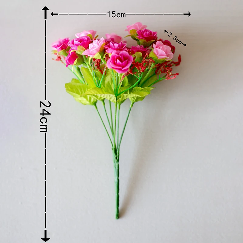 Artificial Flower Bouquet 7 Branches 21 Heads Fake Roses Plastic Wedding Party Home Decor Centerpiece Arrangement Floral Decorat