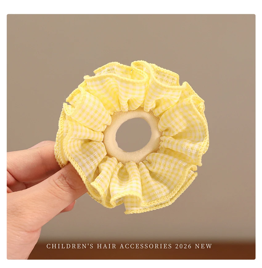 Gingham-Karo-Rüschen-Haargummis für Kleinkind-Mädchen, Hochelastische, Haarschonende Haarbänder, Baby-Kinder-Pferdeschwanz-Haaraccessoires – Detail 7