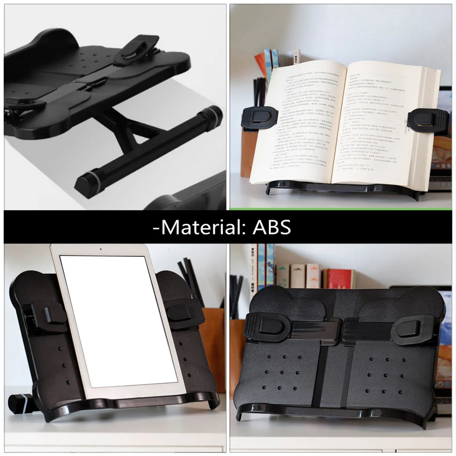 1Pcs Book Rest Rack Adjustable Buckle Anti-Skid Pad Reading Holder for Students and Adults 's Reading Rack