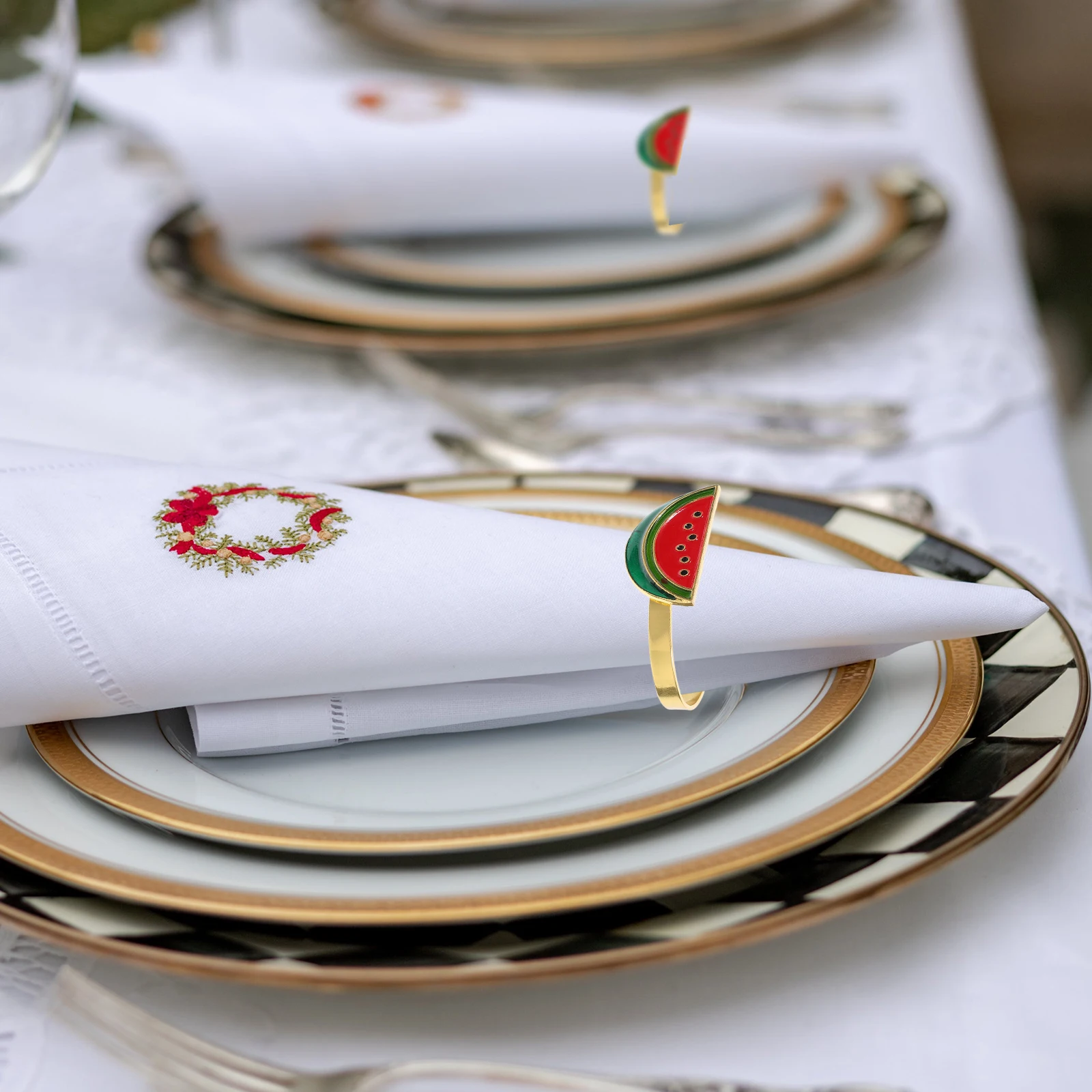 

6 Pcs Watermelon Rings Reusable Decorative Party Supplies Wedding Napkin Holders Fruit Napkin Buckles Tableware Accessories