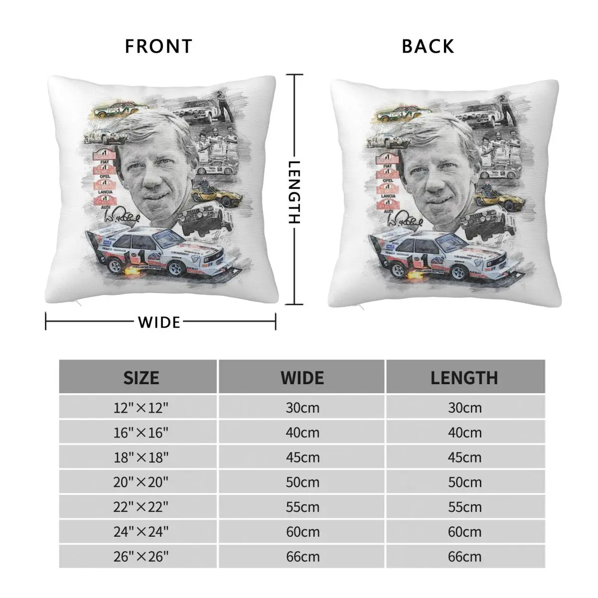 Walter Rohrl Racing Driver Square Pillowcase Polyester Linen Velvet Creative Zip Decorative Pillow Case Car Cushion Cover