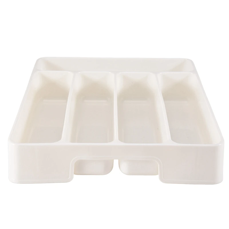 10X New Kitchen Drawer Organizer Tray Spoon Cutlery Separation Finishing Storage Box Cutlery Kitchen Storage White