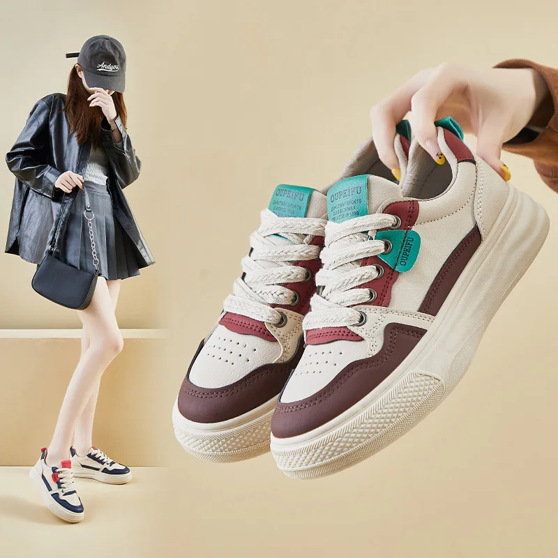 

Spring 2025 Women's Casual Sports Shoes Thick Bottom Heightening Leisure Shoes Korean Style Student Flat Shoes XF1239