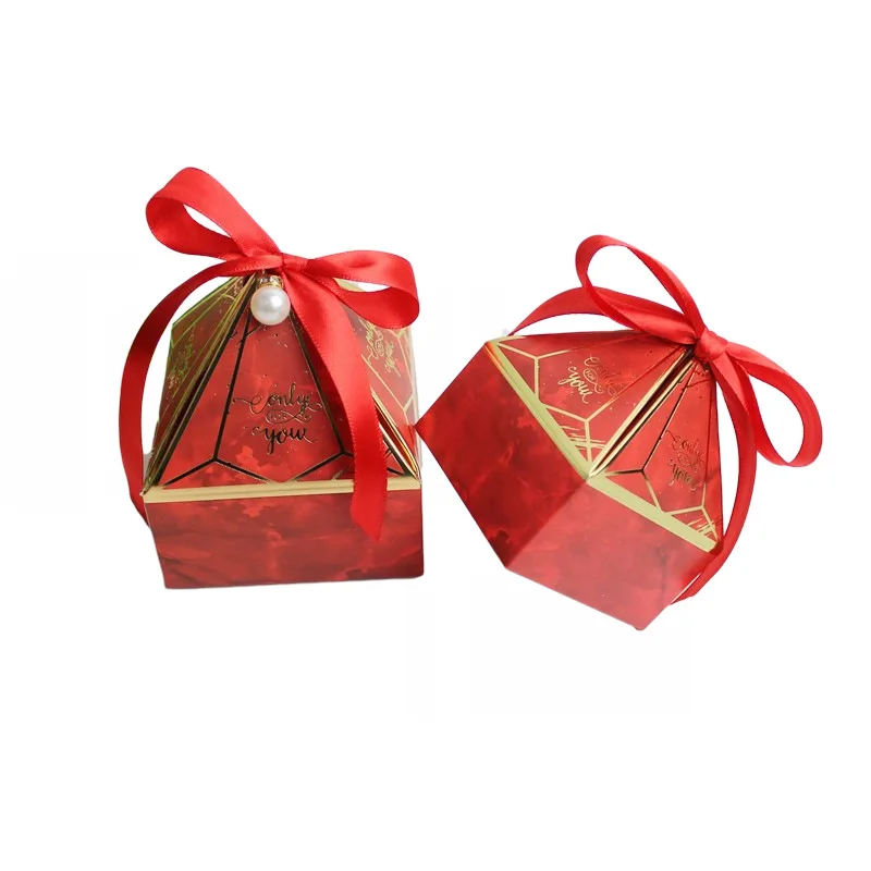 25/50Pcs Edelstein Turm Bronzing Papier Candy Box Mit Band Schokolade Hochzeit Geschenk Verpackung Box Für Baby Dusche event Party Versorgung – Detail 3