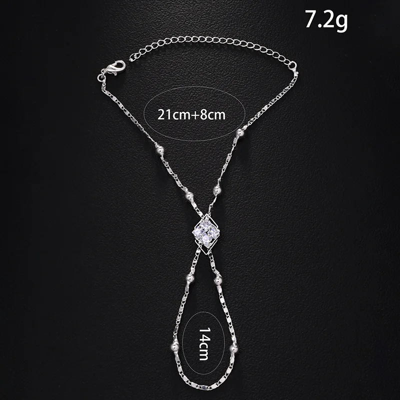 Cross-border new geometric finger bracelet niche high-end rhinestone integrated back chain daily commuting accessories