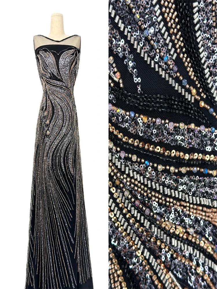 

Luxury High Quality African Lace Material Royal Beaded Embroidery French Sequin for Women's Dresses Wedding Gowns 2026 Style