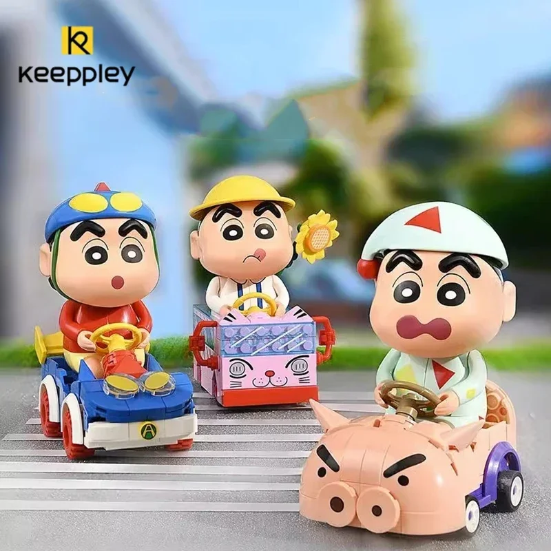 

New Keeppley Crayon Shin-chan Building Blocks Car Series Decoration Puzzle Assembling Model Toys Birthday Gifts For Boys Girls