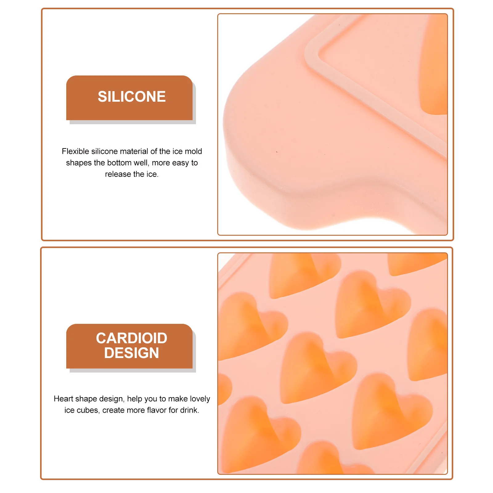

1Pcs Heart Ice Cube Tray Silicone 21 Grid Flexible Mold Large Capacity Easy Release Ice Making Tool for Drinks Cocktails