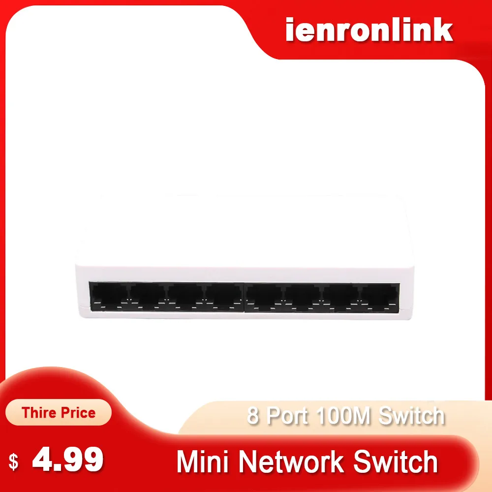 Switch  Gigabit ienronlink Link 1008F 11 port 100Mbps Fast Ethernet  Switch with VLAN Power Supply for Camera