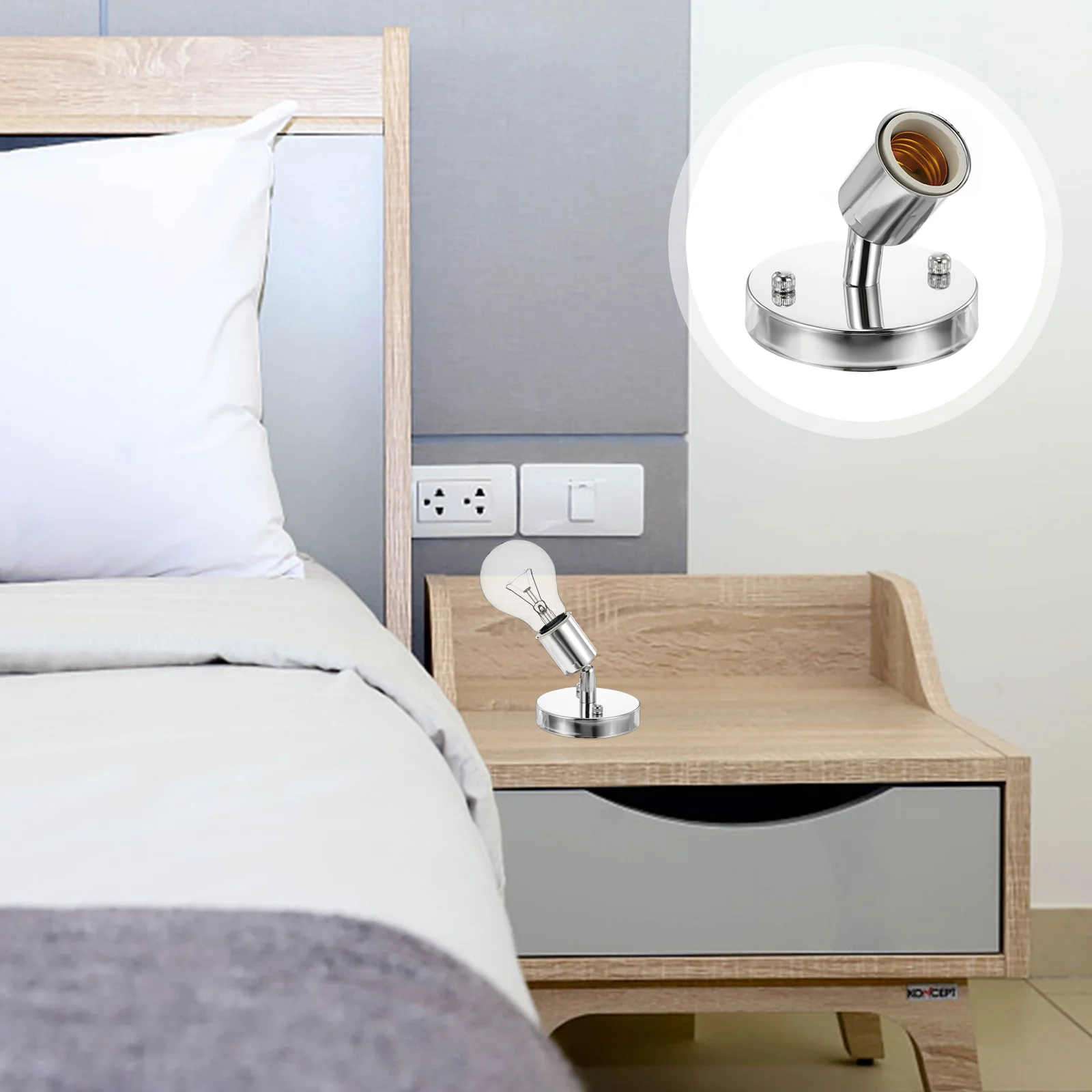 

E27 Universal Lamp Holder Flexible Light Bulb Rotatable Socket Replacement Iron Retro