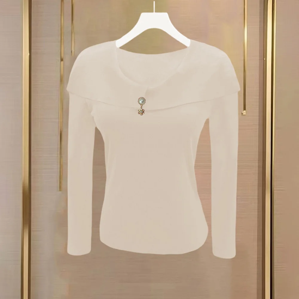 여성 니트 스웨터 V 넥 긴 소매 탑 화이트 레드 니트 스웨터 매일 사용 미세 탄성 폴리 에스터 직물