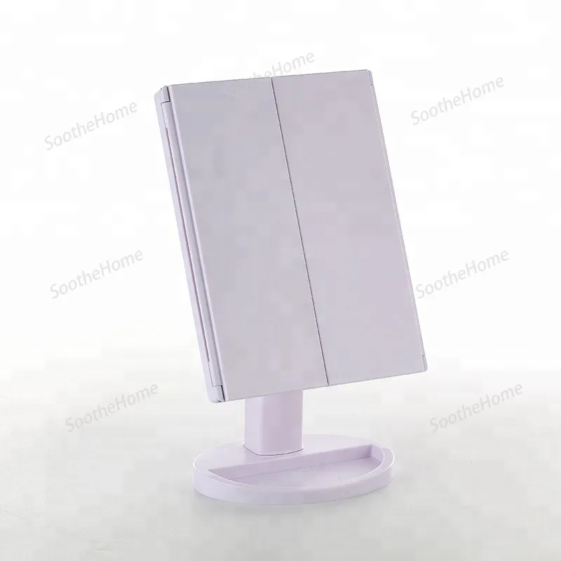 

Desktop LED three-sided folding makeup Mirror rotatable triple-folding mirror magnifying makeup Mirrors