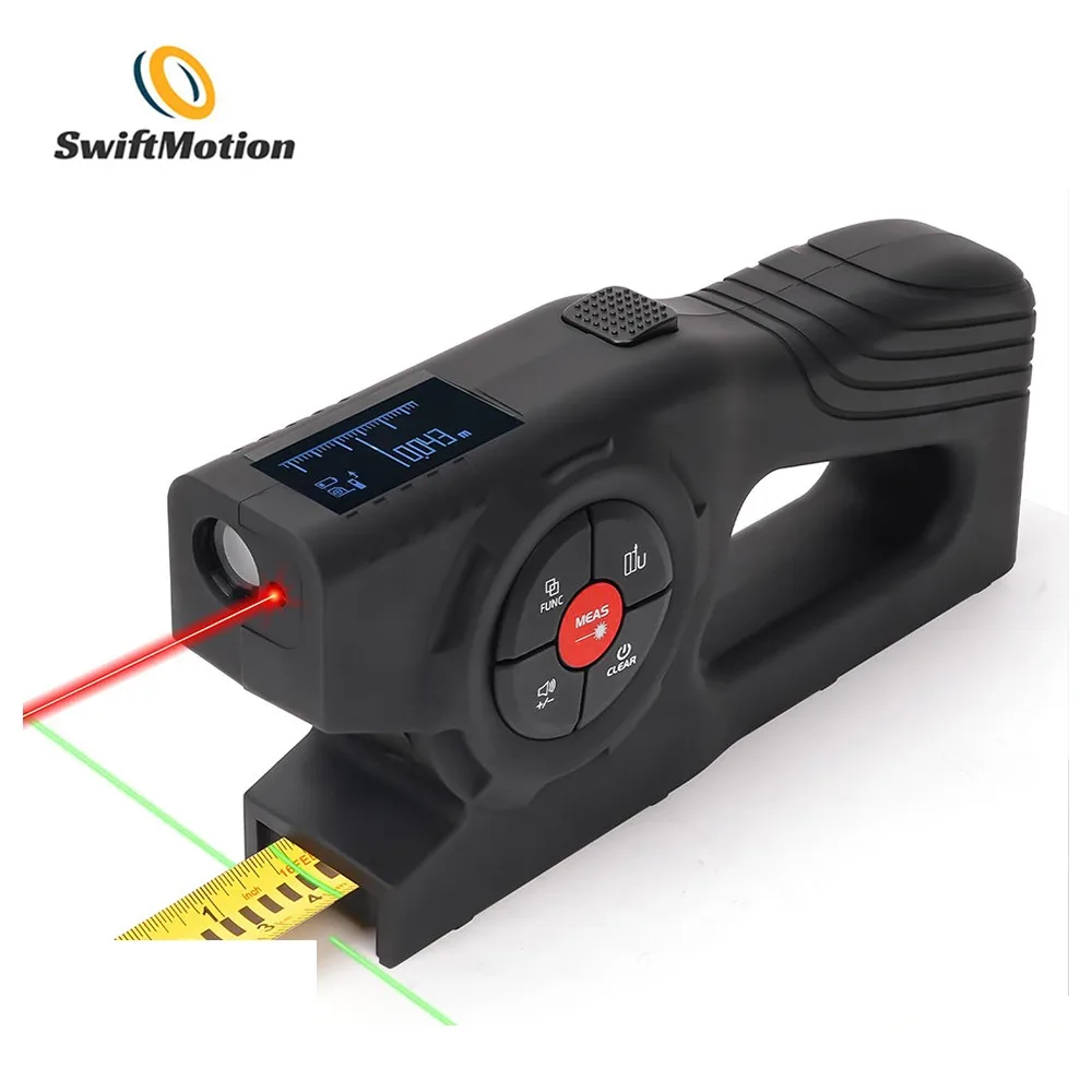 شريط قياس ليزر شاشة ديجيتال محدد المدى بالليزر ثلاثة في واحد مسطرة قياس إلكترونية ذكية قابلة لإعادة الشحن