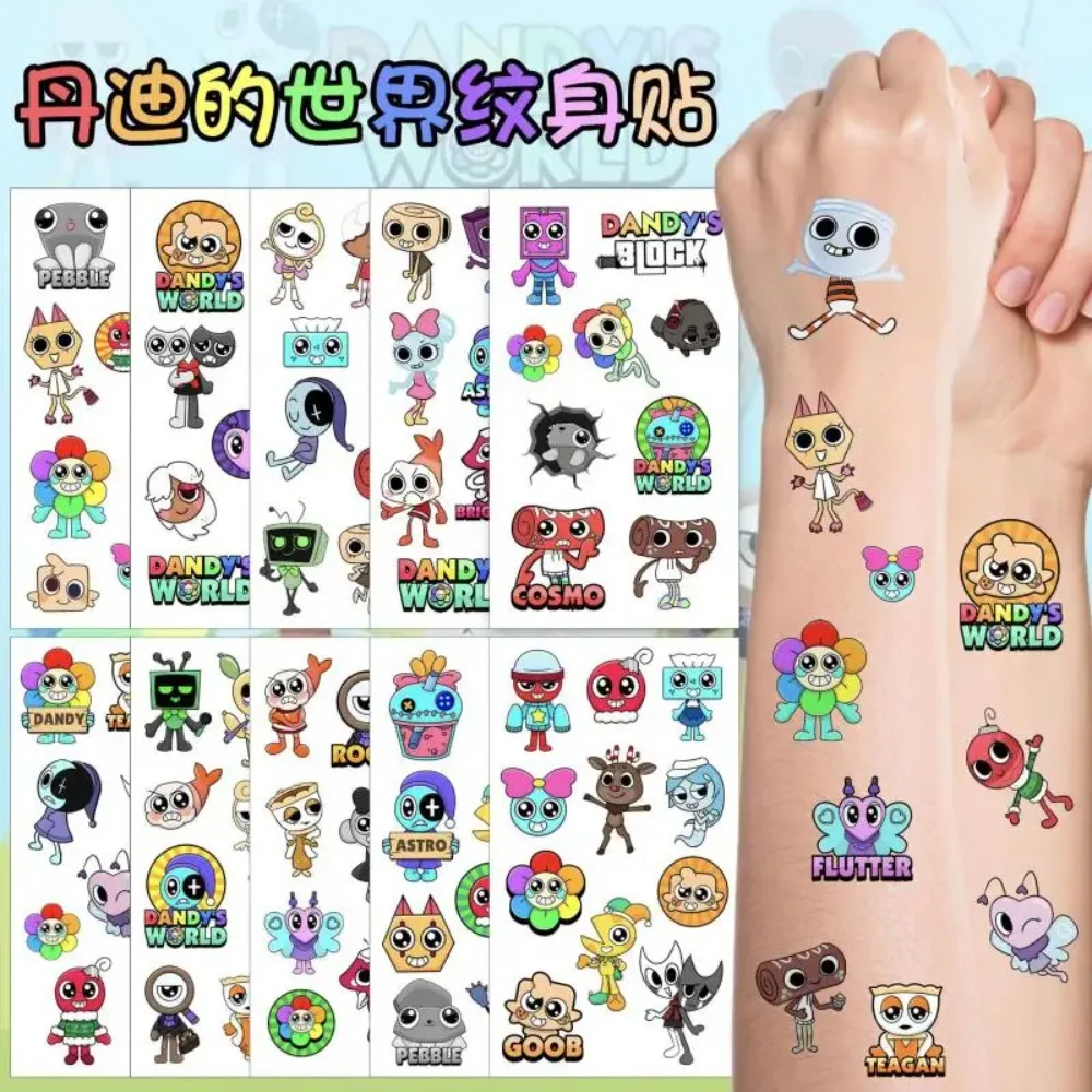 

10Pcs/Set Cartoon Dandys World Game Temporary Tattoo Stickers Body Art Toy for Party Gifts