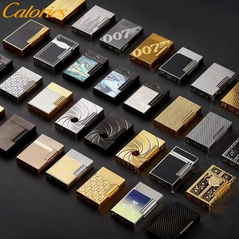 

Calories High-End Atmospheric Brass Grinding Wheel Ignition Lighter with Butane Gas Side Rub Ignition High-End Men's Gift