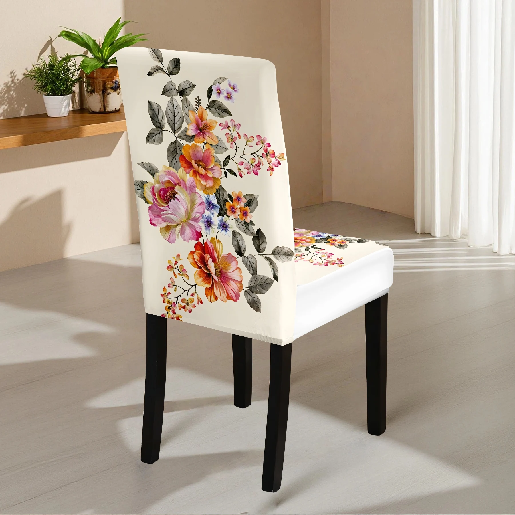 2024 New Elastic Chair Cover, Vibrant Floral Print, Summer Outdoor & Indoor Use, Washable Non - Fade, Str