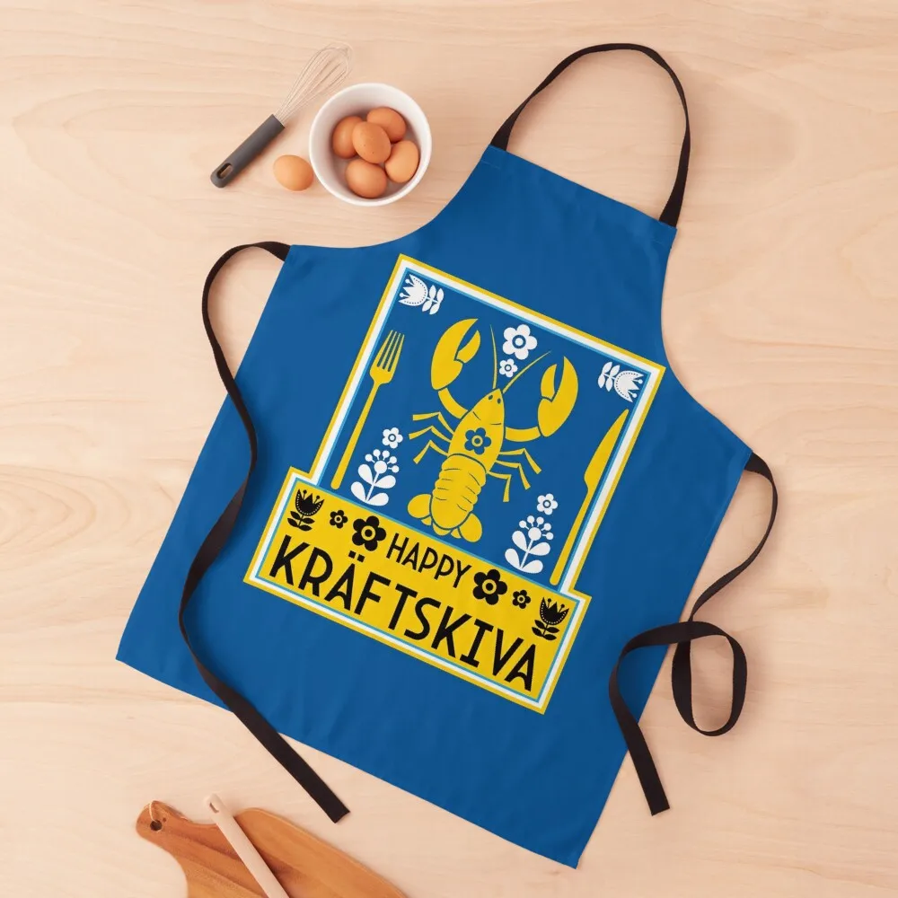 Kr?ftskiva - Swedish Crayfish Party Apron Restaurant Waiter Uniforms Cute Kitchen Accessories Apron