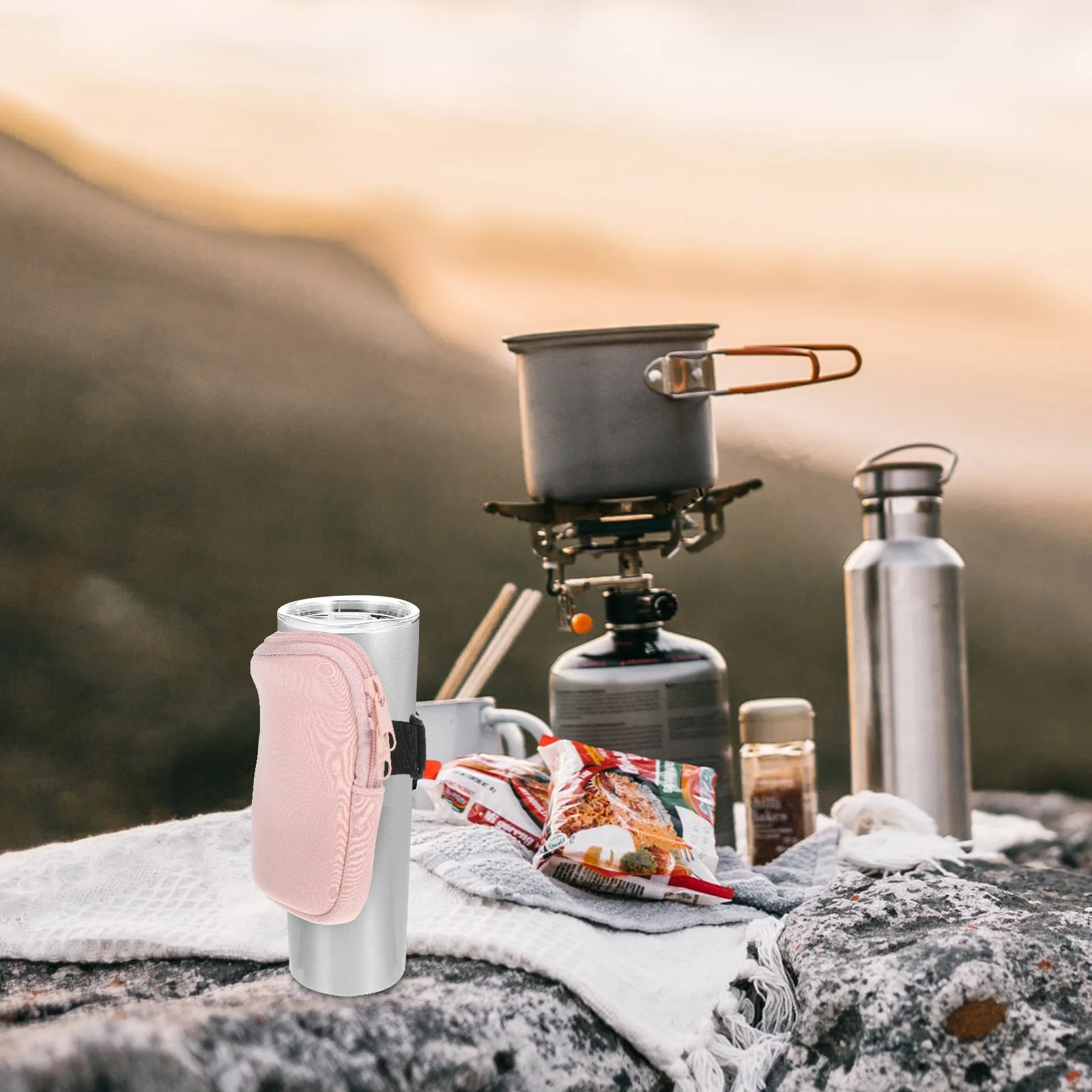 

Portable Water Bottle Pouch Reusable Multi-Use Coin Bag Small Bottle Pocket Zipper Pouch Outdoor Tumbler