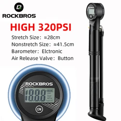 ROCKBROS 320PSI Bike Pump High Pressure Portable Bicycle Pumps With Electronic Pressure Gauge Inflator Cycling Pump Accessory