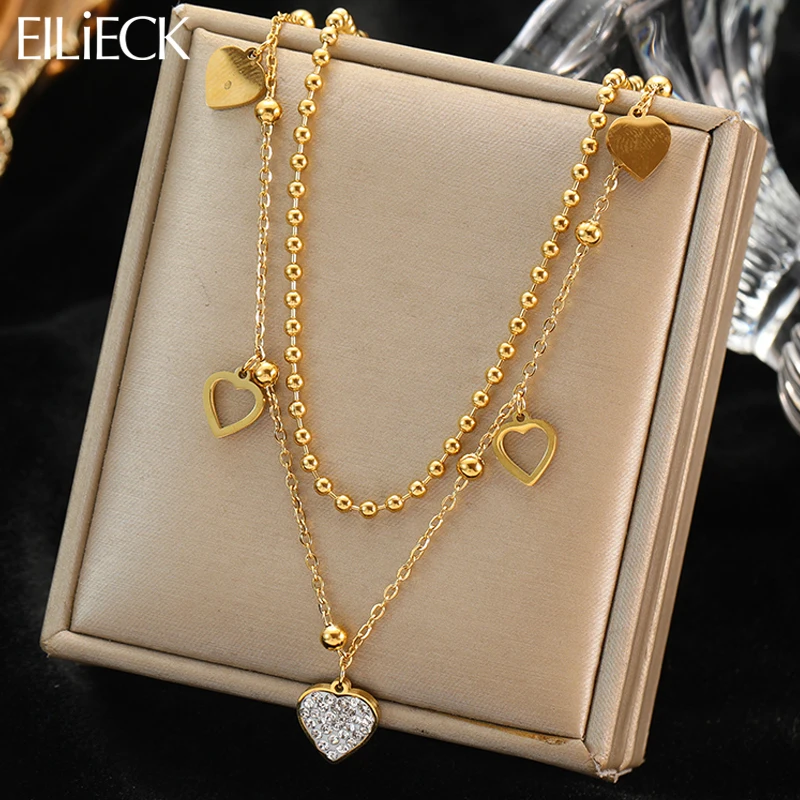Eilieck 316l Edelstahl niedlich Liebe Herz Anhänger Halsketten Gold Farbe wasserdicht Ketten hals Schmuck Valentinstag Geschenke