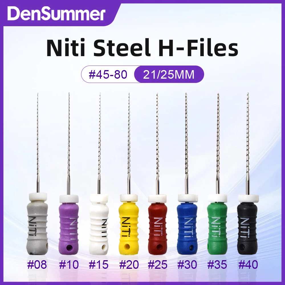 3 Boxes DenSummer Easy To Use 21/25mm Nickel-titanium H-FILES #15-40 #45-80 Endodontic Files NiTi H Files Hand Use Endo Files