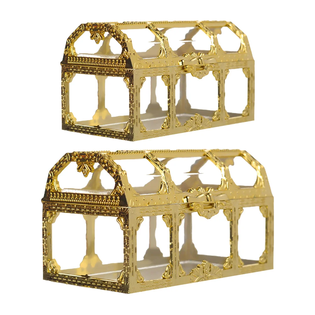 

2 Pcs European Style Treasure Chest Gift Decor M Plastic Kids Case Shape