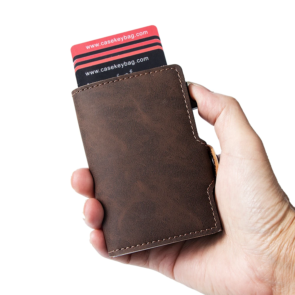 CASEKEY High Quality Pu Leather Wallets Fashion Small Men Money Clips Card Purse Thin Cash Holder Billetera Hombre