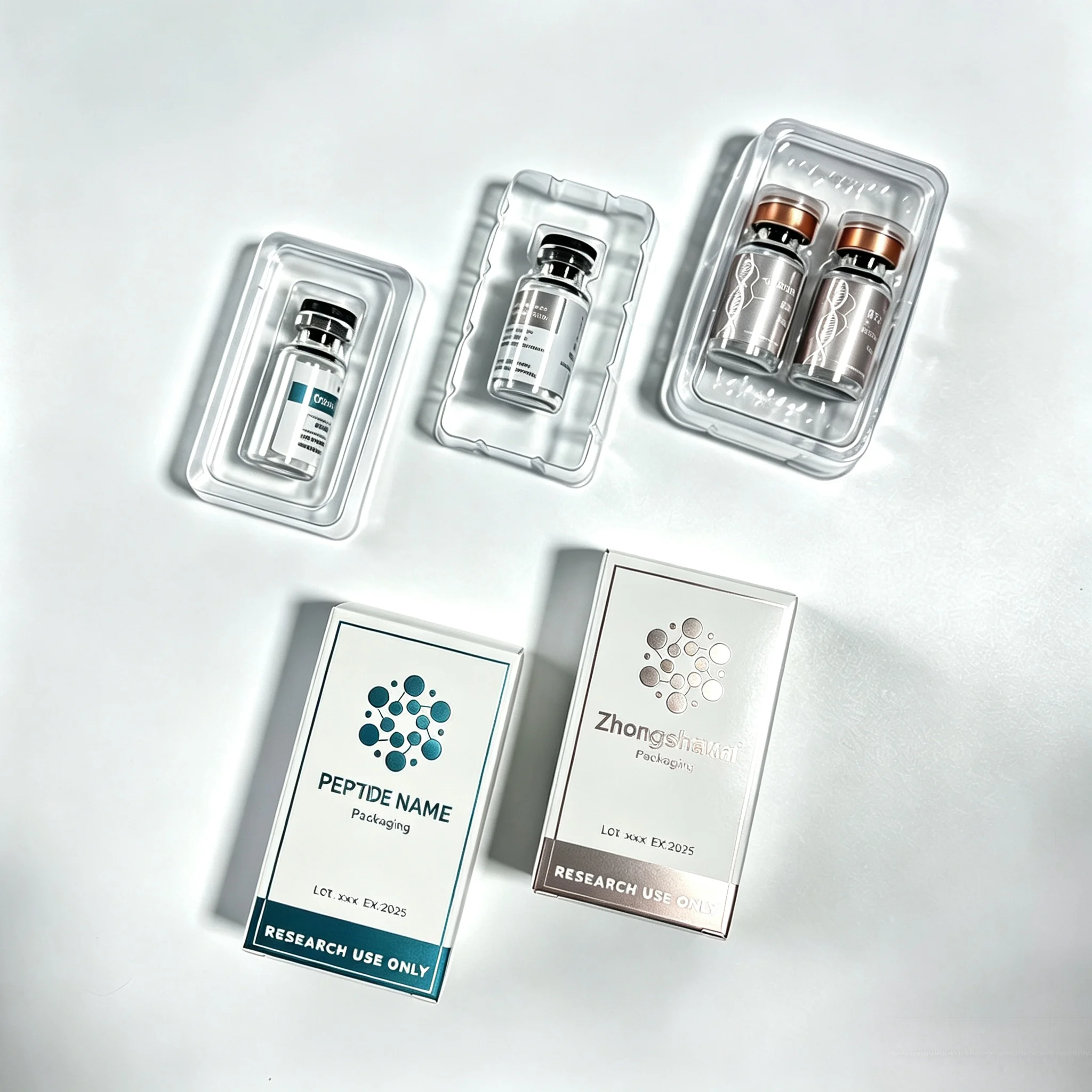 Custom Vinyl Peptide Vial Self Adhesive Labels HD Waterproof Printed Packaging Boxes Fit Cosmetic Fitness Supplement Vials view 6