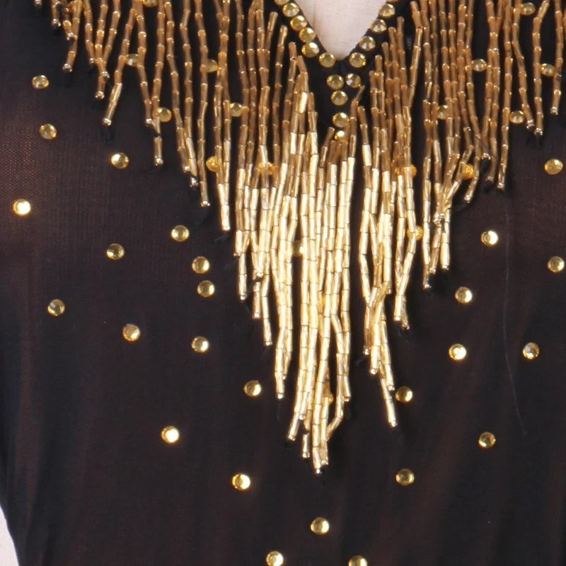 مثير عارية الذراعين اللاتينية فستان رقص المرأة السوداء الخامس الرقبة فساتين السامبا سامبا تشا تشا أزياء رقص الكبار أداء Dancewear 4248