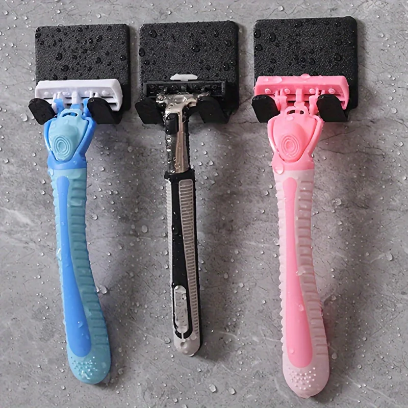 

3PCS Self Adhesive Razor Holder and Towel Hooks, NoDrill WallMounted Bathroom Organizer for Tiles Mirrors Doors, Plastic Storage