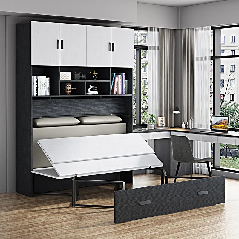 Multifunctional invisible folding bed Modern office high-end nap Hidden simple wall bed Bookcase dual-purpose