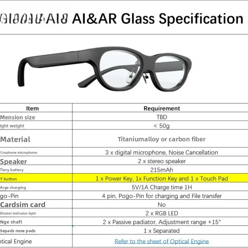 Single-light machine AR glasses, large model of glasses translation, subtitle display