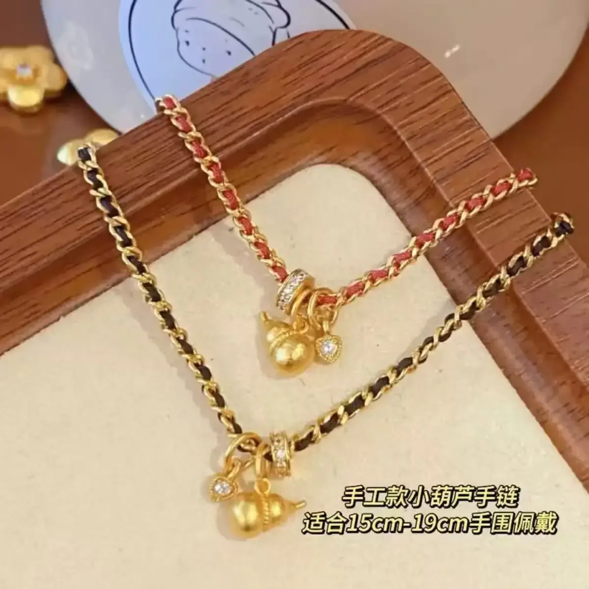 9999 gold point diamond looped love charm bracelet, trendy Chinese style, zodiac sign for the year of the Ox