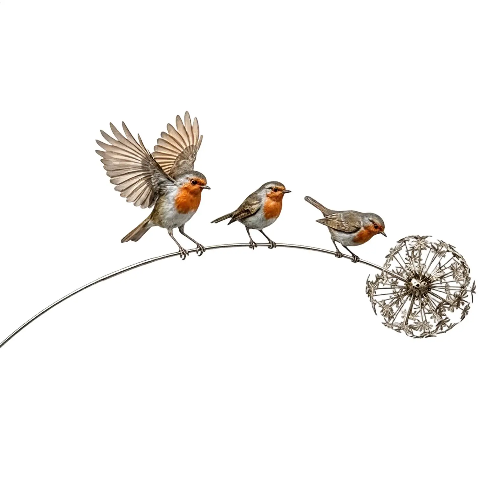 Metal Robin with Stake Memorial Metal Art Sculpture Commemorative Yard Stake for Outdoor Garden Lawn Backyard Patio Porch