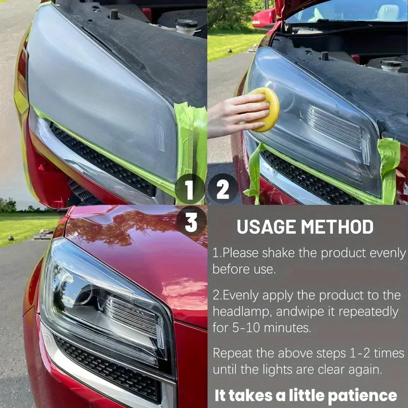 Car Headlight Restoration Kit - Renew Yellow Hues, Scratch & Blur Repair, Restore Brightnes to Both Front & Rear Headlamp Polish image 6