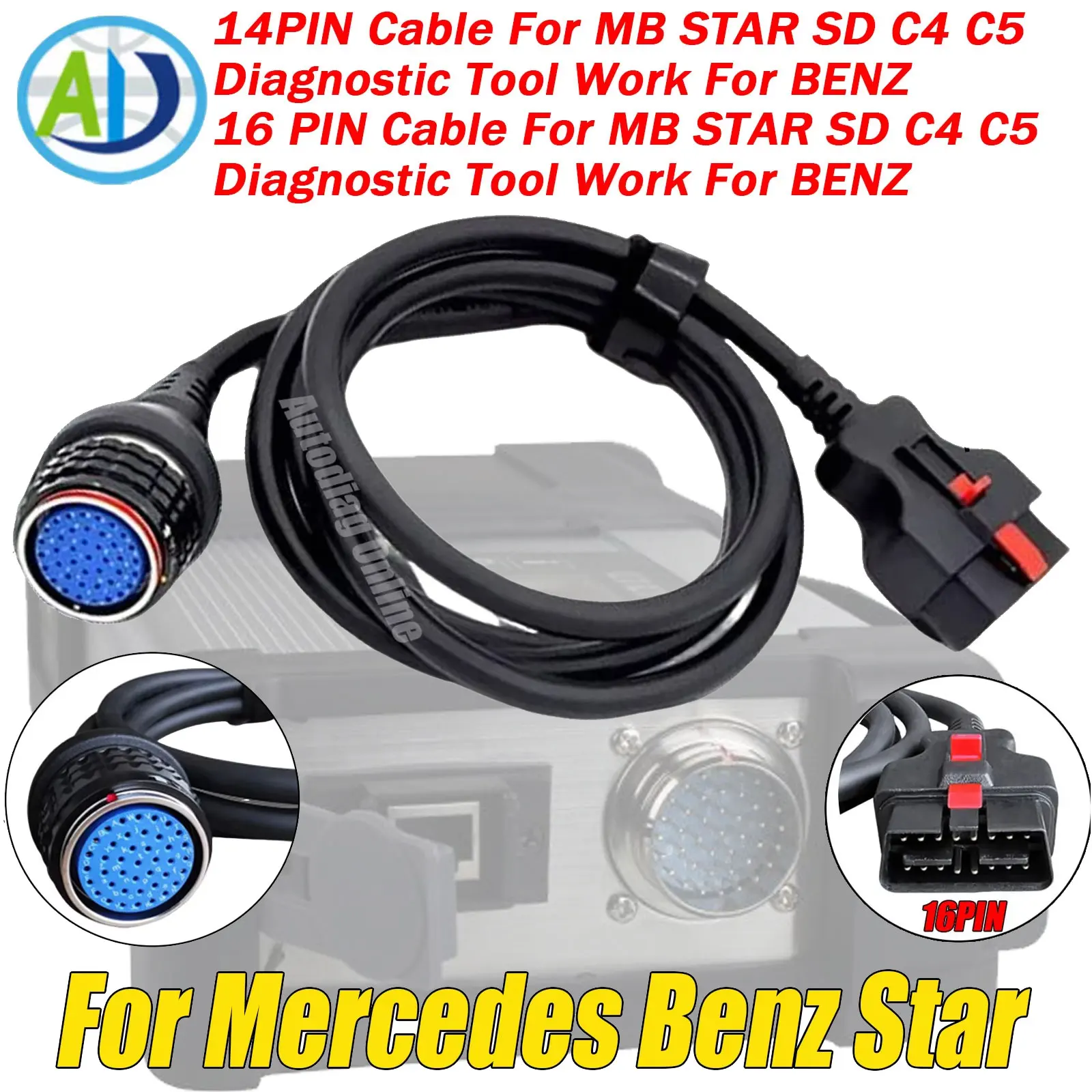 

For MB Star SD C4 C5 OBDII Diagnostic Tool Connector 14Pin to 38Pin 16Pin to 38Pin For Mercedes Benz Automobiles OBD2 Scanner