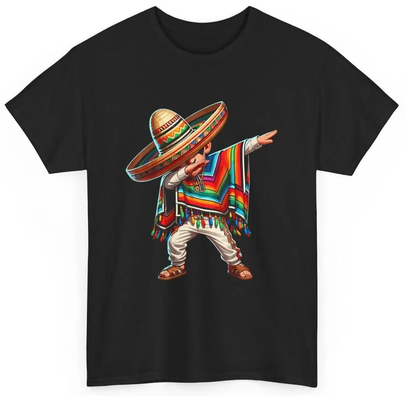 Mexican Boy Dabbing Poncho Cinco de Mayo T-Shirt