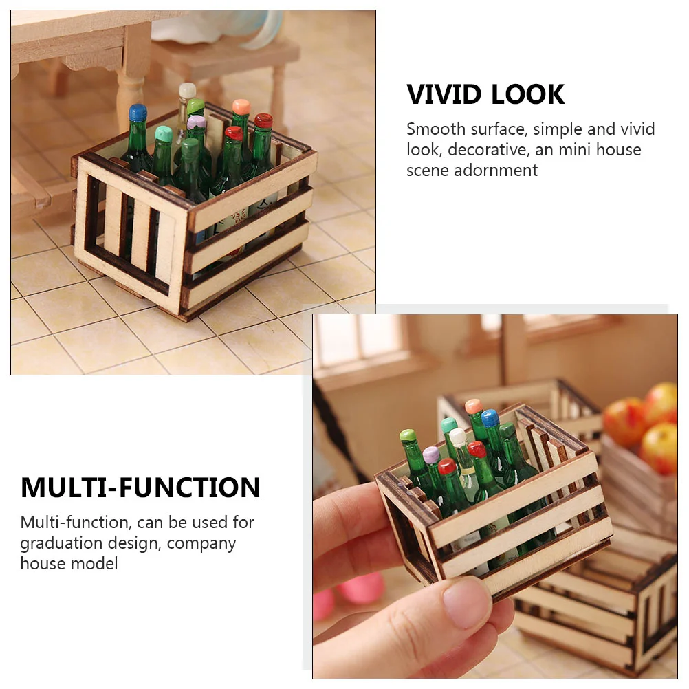 3 Pcs Miniature Candy Toy Wooden Frame Living Room Decoration Furniture Model House Adornment Food Play Ornament Basket